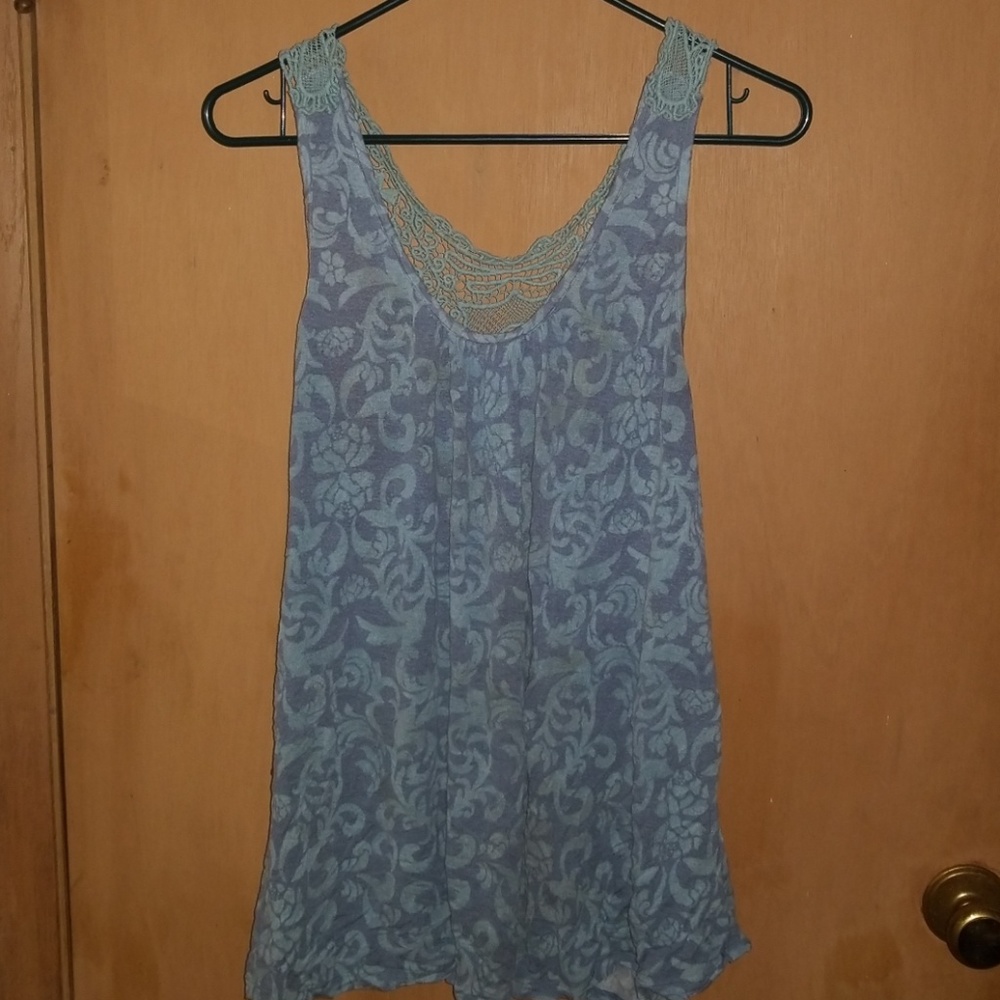 Blue tank top with lace back